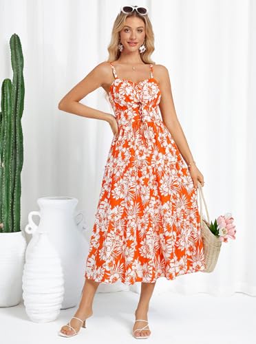 Image of GRACE KARIN 2026 Women's Spaghetti Vacation Sundress Summer Beach Flowy Boho Floral Maxi Dresses with Pockets