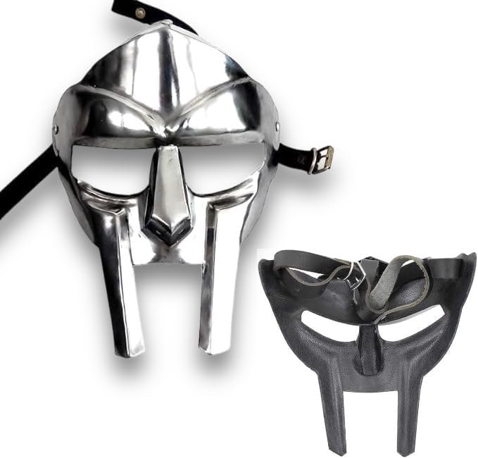 Mask Mf Doom Gladiator Mask Villain 18g Mild Steel Face Armour Medieval Hand-Forged Doom | Metal Full Face Wearable Unisex Halloween Costume | Villian Look Cosplay