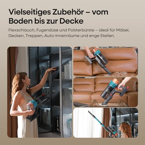 ElecKeys Akku Staubsauger Kabellos 50KPa/600W/70Min für Tierhaare/Teppiche – Ansicht 8