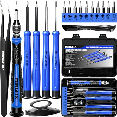 Repair Tool Kit for Apple Macbook,MINGFIX Macbook Pro/Air Screwdriver Set with P2 P5 P6 Pentalobe,T3 T4 T5 T6 T8 Torx,Ph000 Ph00 Ph0 Phillips & Y0 Screwdrivers for Teardown,Opening,Screen Replacement