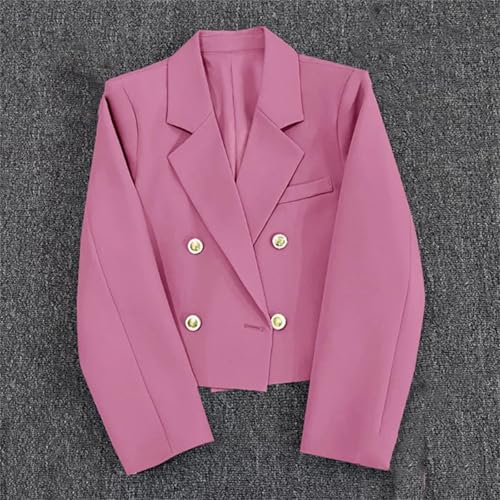 Women Cropped Blazer Jacket Fashion Double-Breasted Casual Simple Office Lady Suit Jackets4
