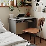 HOMCOM Modern Computer Desk, Home Office Table, Small Writing Desk with Storage Shelf, 90 x 50cm, Grey - Image 7