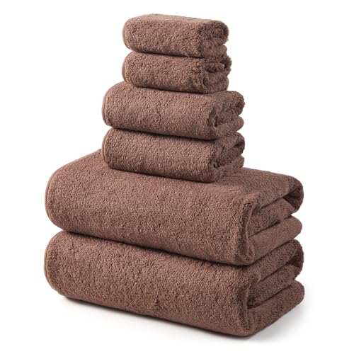 REDKISS 6-Piece Bath Towel Set, Ultra-Plush & Highly Absorbent 100%