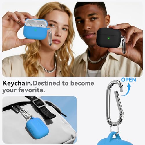 Image of Ljusmicker for AirPods Pro 3 Case 2025 with Cleaner Kit,Soft Silicone Protective Cover for Apple AirPods Pro 3rd Generation Cases for Women Men,for AirPod Pro 3 Cover with Keychain-Milk Blue