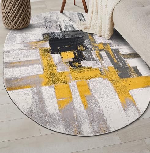 Tapete Oval Abstracto Moderno Gold 5x7 Pies miniatura 6