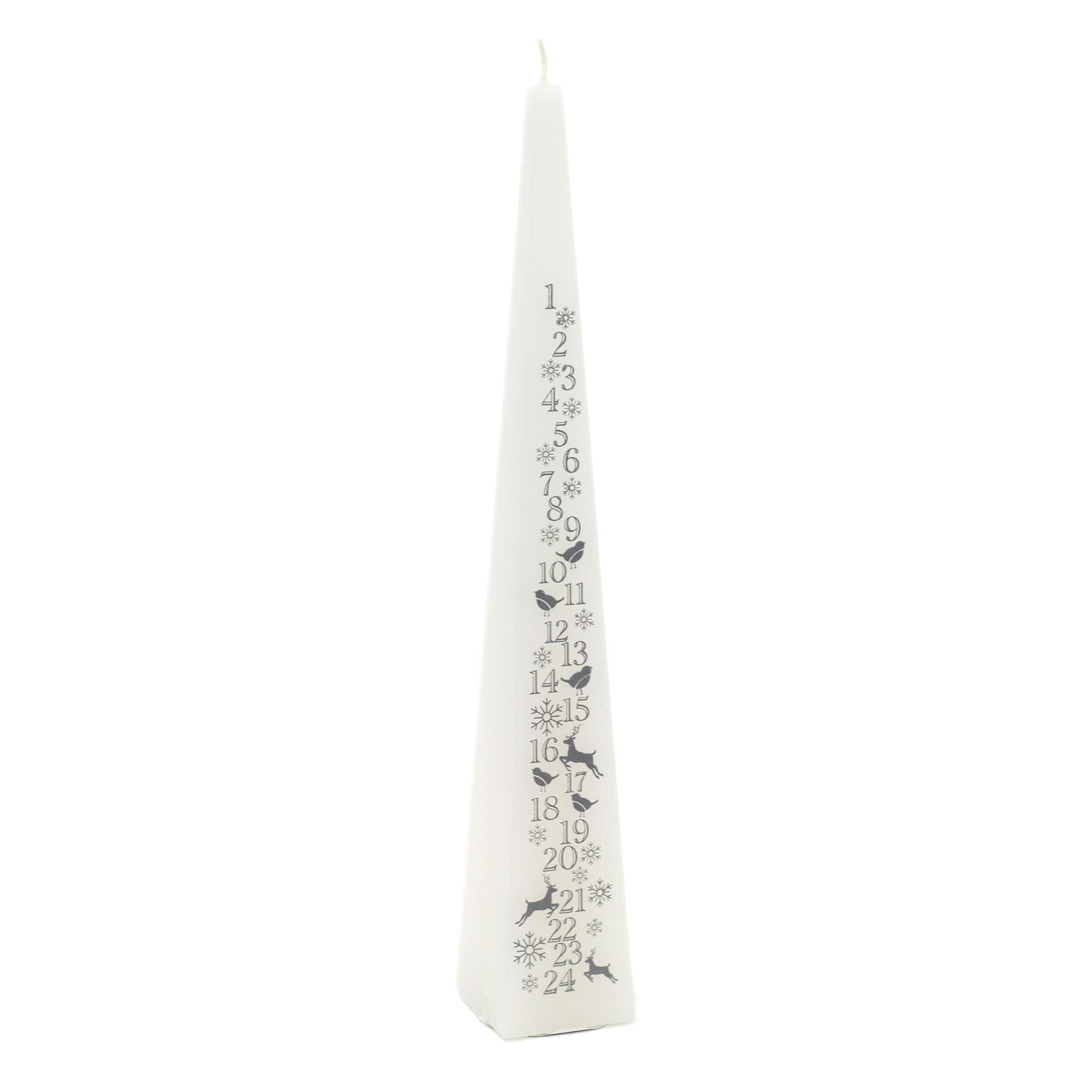 Carousel Home White Traditional Countdown To Christmas Pyramid Advent Candle - & Silver With Numbers