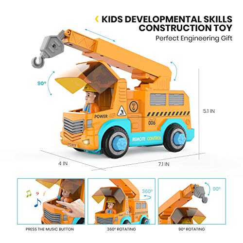 image for DEERC Remote Control Take Apart Toys Set 2.4GHz RC Police Car&Crane,ST