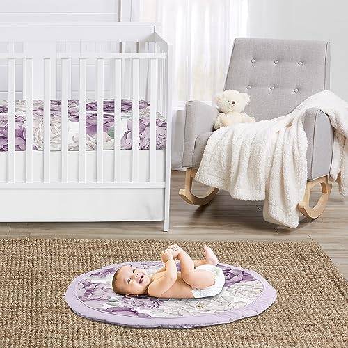 Image of Sweet Jojo Designs Lavender Purple Boho Shabby Chic Floral Girl Baby Play Mat Tummy Time Activity Infant Playmat Playpen Tent Teepee Floor Violet Ivory Bohemian Vintage Garden Watercolor Flower Nature