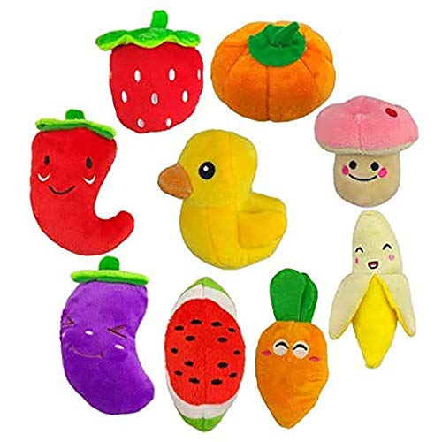 TuhooMall 12-15cm/ 4.7 -6 Inch Squeaky Fruits and Vegetables Plush Puppy Dog Toys for Small Dogs