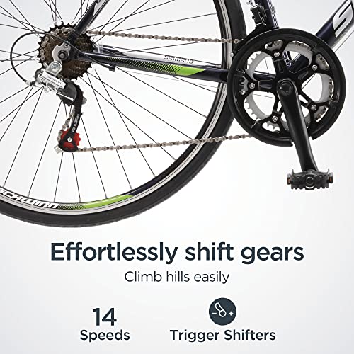 image for Schwinn Volare 1300 Road Bike, 700c Mens and Womens Bike, 14-Speed Dro