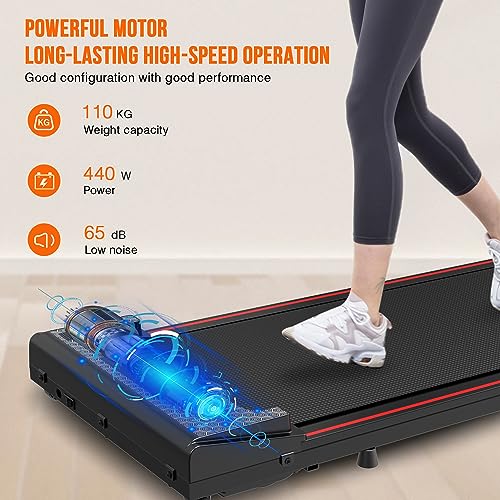 Compacte draagbare elektrische loopband, platte loopband voor onder het bureau, 1-6KM/H, LED-display en afstandsbediening, energiezuinig en geluidsarm, ruimtebesparend, geschikt voor thuis en kantoor. - Afbeelding 3