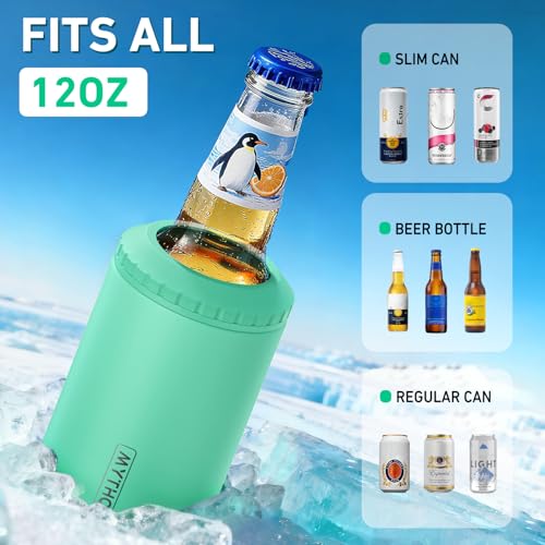 Image of 3 in 1 Slim Can Cooler for 12 OZ Skinny Can, Regular Can & Beer Bottle - Keep Cold for 6 Hours - Double Walled Insulated Stainless Steel Vacuum Beverage Can Insulator