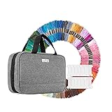 LoDrid Embroidery Floss Bag, 100 Skeins Rainbow Color Embroidery Thread and 12pcs Bobbins,...