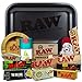 Produktbild Rolling Tray Raw black 27.5 x 17.5 cm + Airtight Tin + RAW ashtray + Raw papers 1 1/4 Organic, Black, Classic, 5 meters + Bulldog papers + Tips + Raw Cones Kingsize + Stickers  Gift for smokers