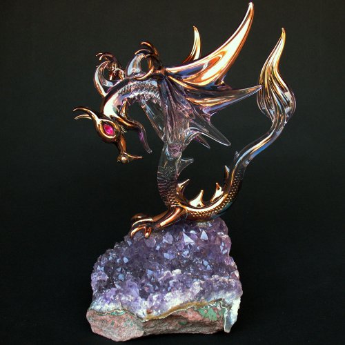 Prochaska Gallery Hand Blown Glass Dragon Winged Figurine #TOP3