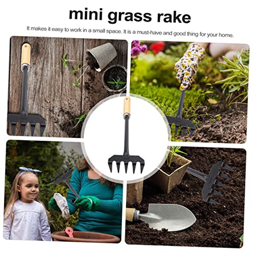 Rastrillo de mano pequeño para jardín Holibanna 2 piezas miniatura 4