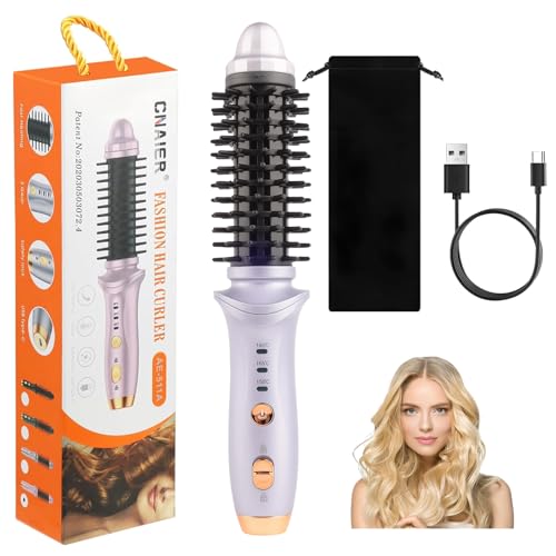 Hot Brush - Thermal Brush Hot Brushes for Styling Hair, for Short Hair Heated Curling Curler Iron Automatic Rotating Air, Mini Small Travel Curlers Round Roller