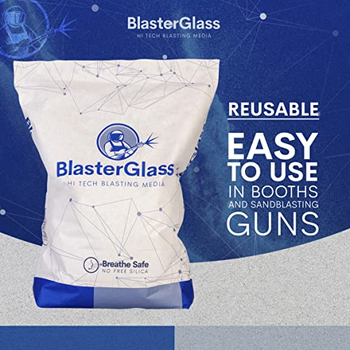 BlasterGlass Abrasif en Verre Technique Hi-Tech Réutilisable pour le Sablage sous Pression, Haute Compatibilité pour les Systèmes de Sablage et de Grenaillage - Sac 10kg…