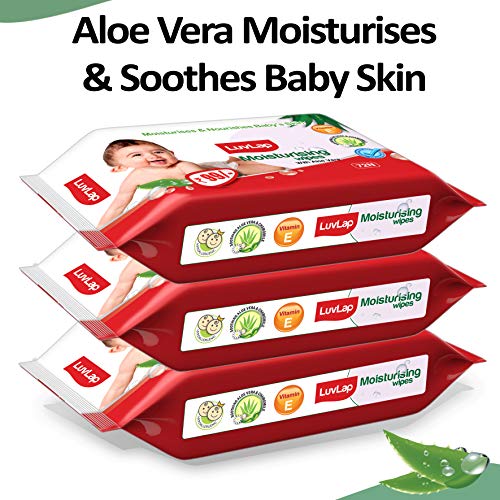 Image of LuvLap Moisturising Wipes with Aloe Vera (72 Wipes /Pack, Pack of 3) & LuvLap Paraben Free Baby Wipes with Aloe Vera (72 Wipes /Pack, Pack of 6)