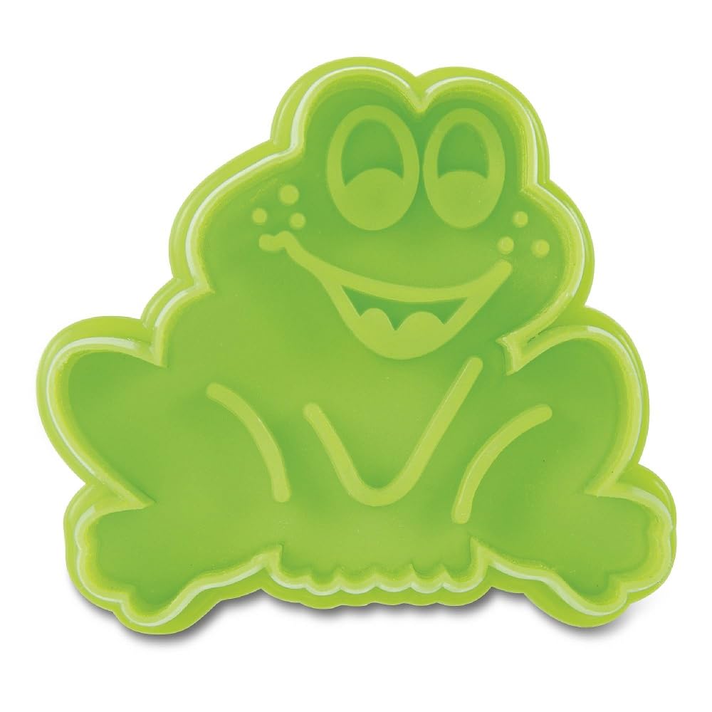 Staedter Frog Embossing Cookie Cutter with Ejector, Green, 5.5 cm