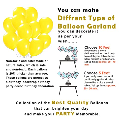 Image of Party Propz Yellow Balloons for Decoration - Pack of 50 Pcs Yellow Metallic Balloons For Decorations | yellow Birthday Decorations Items | Balloon Decoration Kit (Latex)