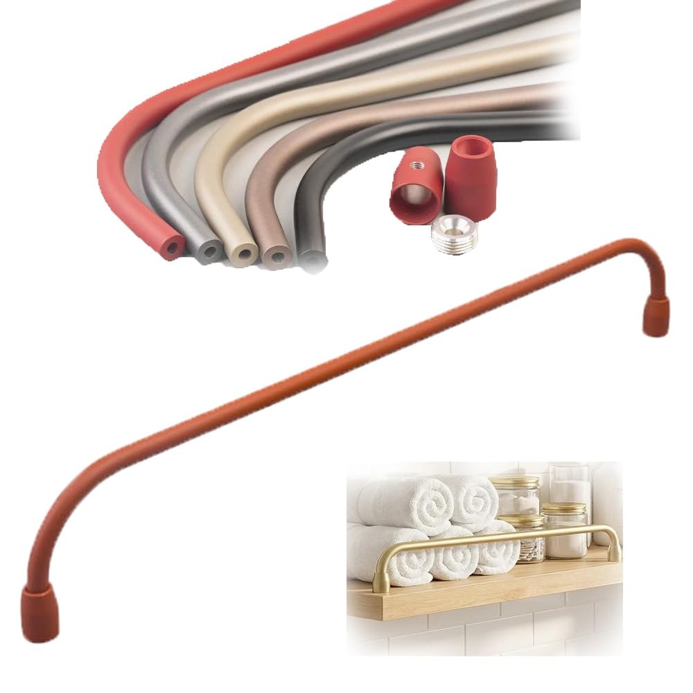 SVBVRFEEW Shelves Railing Tipping Guardrail Bar Aluminum Rods Shelf Guard Rail Round Tube Gallery Rail Cabinet Safety Bar Decorative Shelf Railing for Kitchen Bathroom(Orange,50cm/19.7in)