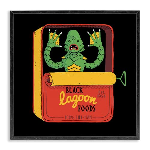'Black Lagoon Creature Novelty Tuna Can Design'| Framed Giclee Art