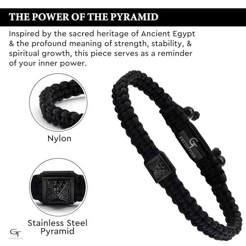 Men's Energy Bracelet with Black Pyramid Stainless Steel Bead, Adjustable Zircon Bracelet for Men3