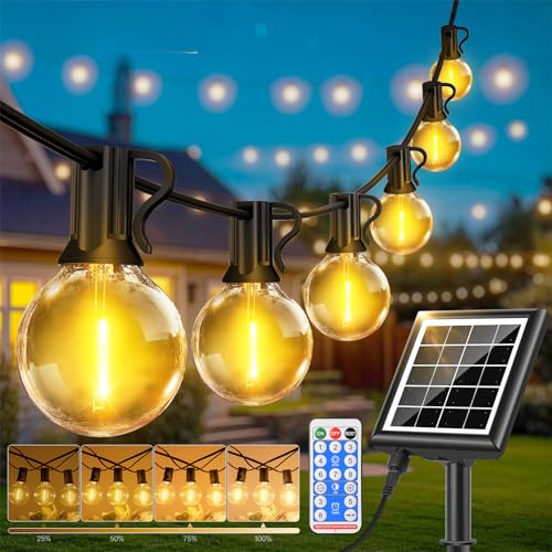 Catena Luminosa Esterno Solare 30m : 38+ 2 Lampadine a LED da Giardino Telecomando Lucine Impermeabile Luce Gazebo Filo Lampada Catene Luminose Esterni per Terrazzo Balcone Matrimonio Partito