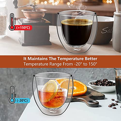 Image of SKDBPM Double Wall Glass Coffee Cups - Tea & Coffee Cup for Hot & Cold Drinks, Milk, Cappuccino, Juice (250ML, 1Pieces)