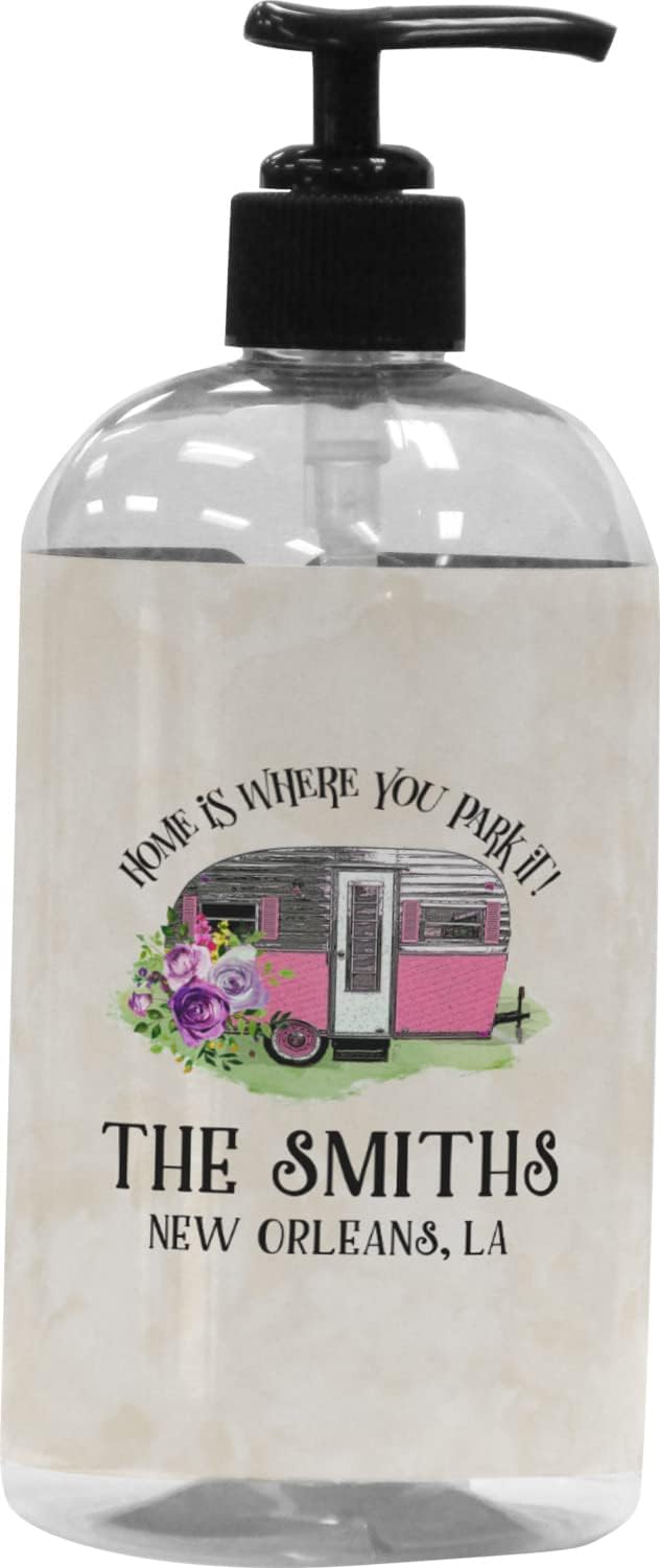 Personalized Camper Plastic Soap / Lotion Dispenser (16 oz - Large - Black)