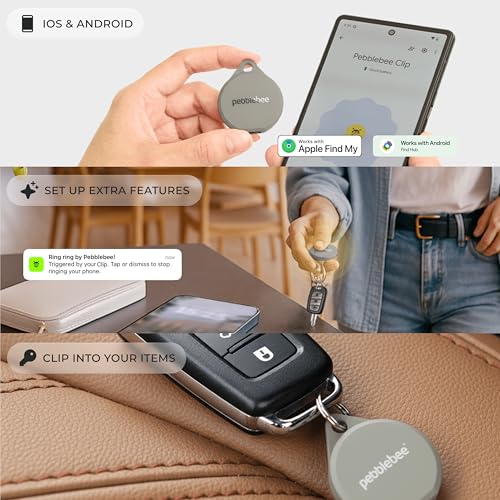Image of Pebblebee Clip 5 | Rechargeable Bluetooth Tracker Tag for Keys & Bags | Alternative to Air Tag & Android Trackers | 130 dB Siren, Bright LED Strobe, 12-Month Battery, Alert Safety Mode & Phone Finder