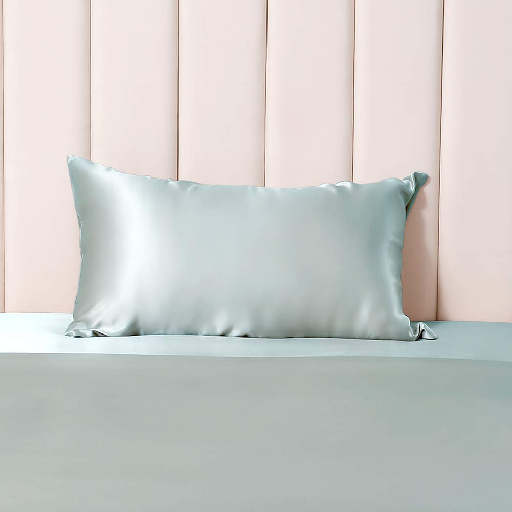 THXSILK 25 Momme Seidenbezüge 2er Set für Kissen, Seide Kissenbezüge Seidenkopfkissenbezüge Damen/Herren, Hellblau, 40x60cm