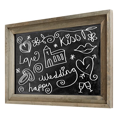 Rustic Wall Mounted Ash Gray Wood Framed Erasable Chalkboard, Cafe Menu Sign - 36 x 24