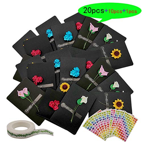 Retrò Carta Kraft Fiori Secchi Decorato Cartolina,Retrò Busta Carta Kraft Invito Vuote Cartoncini Augurali,Biglietto di Auguri Buste Cartolina Fiori Finti Fai da Te per Matrimonio Compleanno Natale