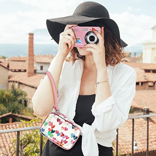 Fintie Digital Camera Case Compatible With Abergbest 21 Mega Pixels 2.7" Lcd Rechargeable Hd/Kodak Pixpro/Canon Powershot Elph 180/190 / Sony Dscw800 / Dscw830 Cameras, Raining Hearts #TOP5
