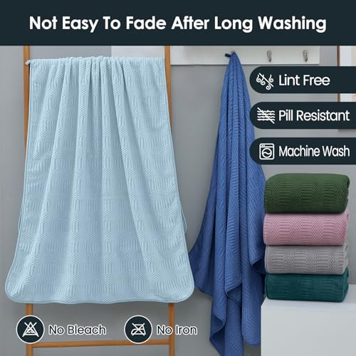 Image of JML Microfier Bath Towels Set, Large Microfier Body Towel for Adult, 2 Pack, 30 inch x 60 inch, Oversized, Soft, Super Absorbent, Fast Drying, Use for Suana,Gym,Sport, Fitness, Yoga, Diamond Cross Grid Teal