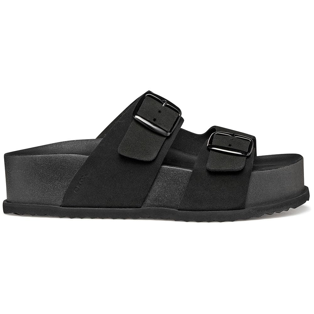 Geox Women D Sandybett High A Flat Sandal, Black, 7.5 UK