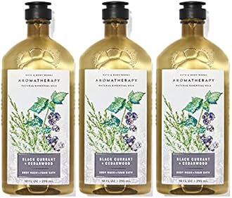 Bath & Body Works Aromatherapy Body Wash & Foam Bath, Gift Sets 10 fl oz per Bottle (3 Pack) (Black Currant + Cedarwood)