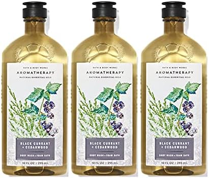 Bath & Body Works Aromatherapy Body Wash & Foam Bath, Gift Sets 10 fl oz per Bottle (3 Pack) (Black Currant + Cedarwood)