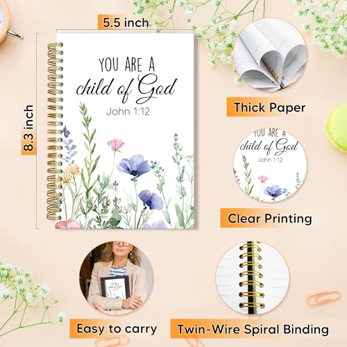 Carnet chrétien couverture rigide supérieure et détails floraux