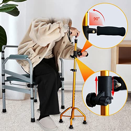 Regulowana Quad Cane z podwójnym uchwytem, aluminiowa laska dla osób starszych - zawiera 4 zapasowe podkładki pod stopy - zakres wysokości 71-94 cm