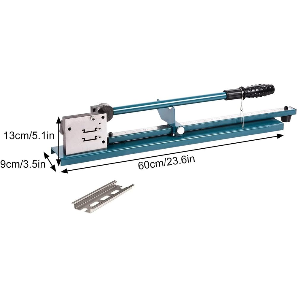 Taglierina Per Guida DIN, Manuale Doppia Scanalatura Strumento Per Il Taglio Delle Guide Con Scala Righello Di Misurazione Per Il Taglio Di In Acciaio/Alluminio/Ferro/PVC Guida (Blu)