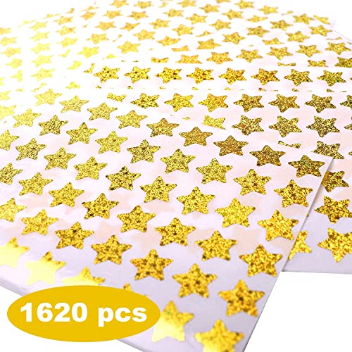 1620 Holographic Foil Small Gold Star Stickers For Kids Reward, Behavior Chart, Student Planner And School Classroom, 0.6" Diameter #TOP6