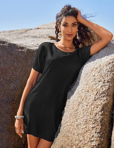 AI'MAGE Women's Swimsuit Coverup Ruffle Sleeve Bathing Suit Beach Cover Up Back Hollow Bikini T-Shirt Dress S-2XL4