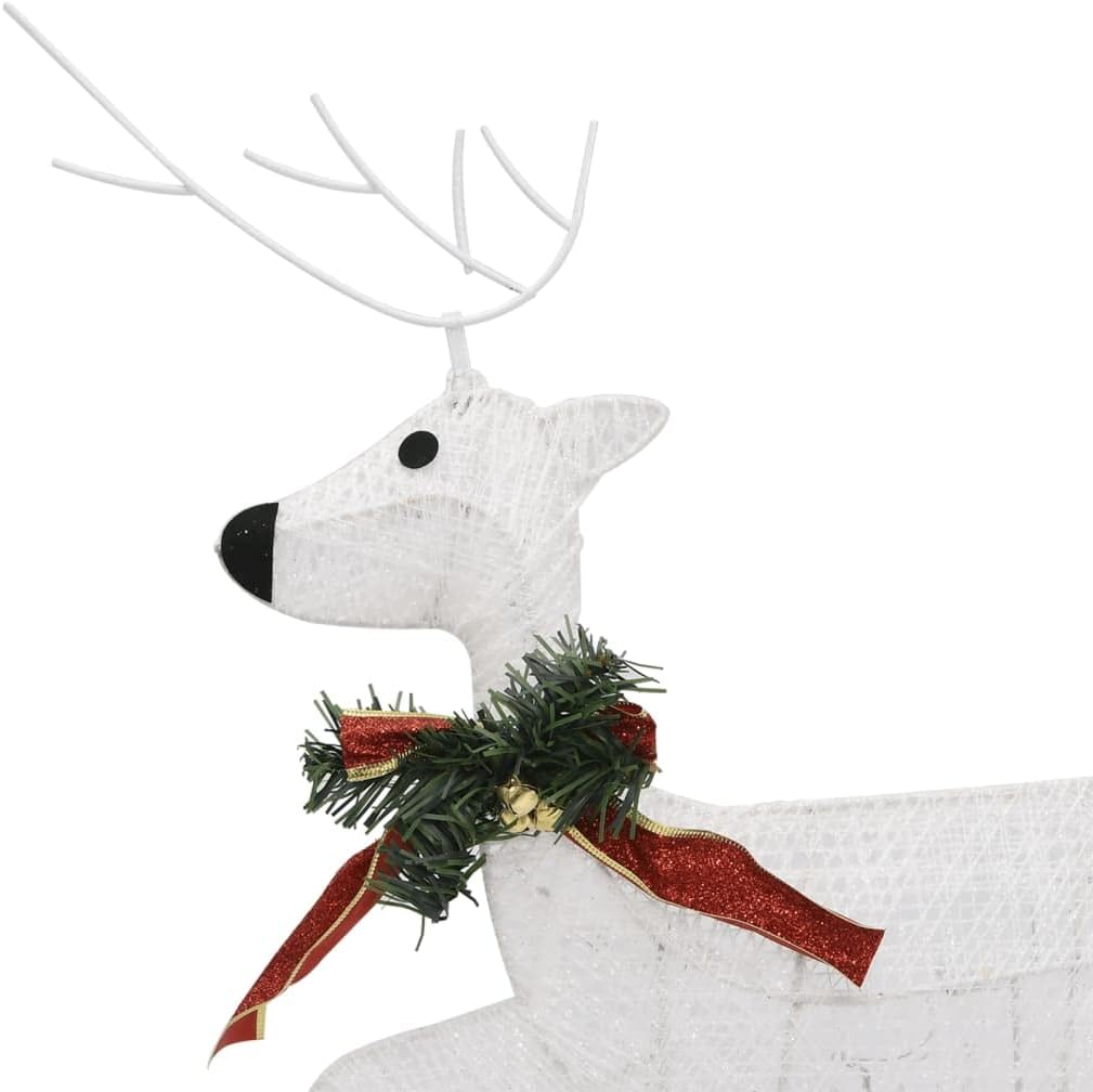Set of 4 Lighted Christmas Reindeer Figurines, 25-Inch LED Mesh Deer with 8 Lighting Modes, USB Powered Holiday Decorations for Indoor and Outdoor Yard Garden Lawn Decor, White