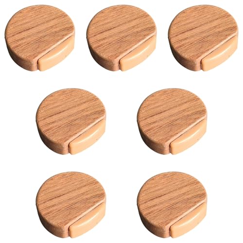ATBUSS 7Pcs Butée De Porte en Bois Silencieuse, Butée De Porte Ronde Anti-Collision, Accessoires D'Installation Pratiques sans Poinçon, Protection Murale du...