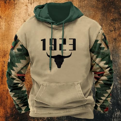 HOTYD Mens Graphic Hoodies Pullover Drawstring Long Sleeve Aztec Hoodies Fall Western Cowboy Jackets with Kangaroo Pocket2