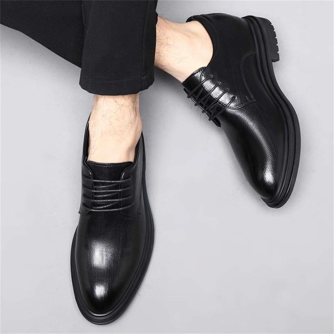 Scarpe Oxford da Uomo Classiche in Pelle, Basse, con Rialzo Interno di 4 cm, Eleganti per Ufficio e Occasioni Formali