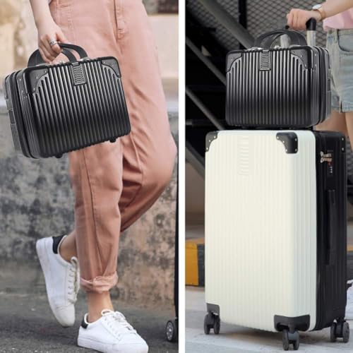 Image of Cosmetic Bag Case Travel Hand Luggage Small Portable Carrying Suitcase Makeup Case for Women Organizer Box Vanity Mini Suitcase (Black)